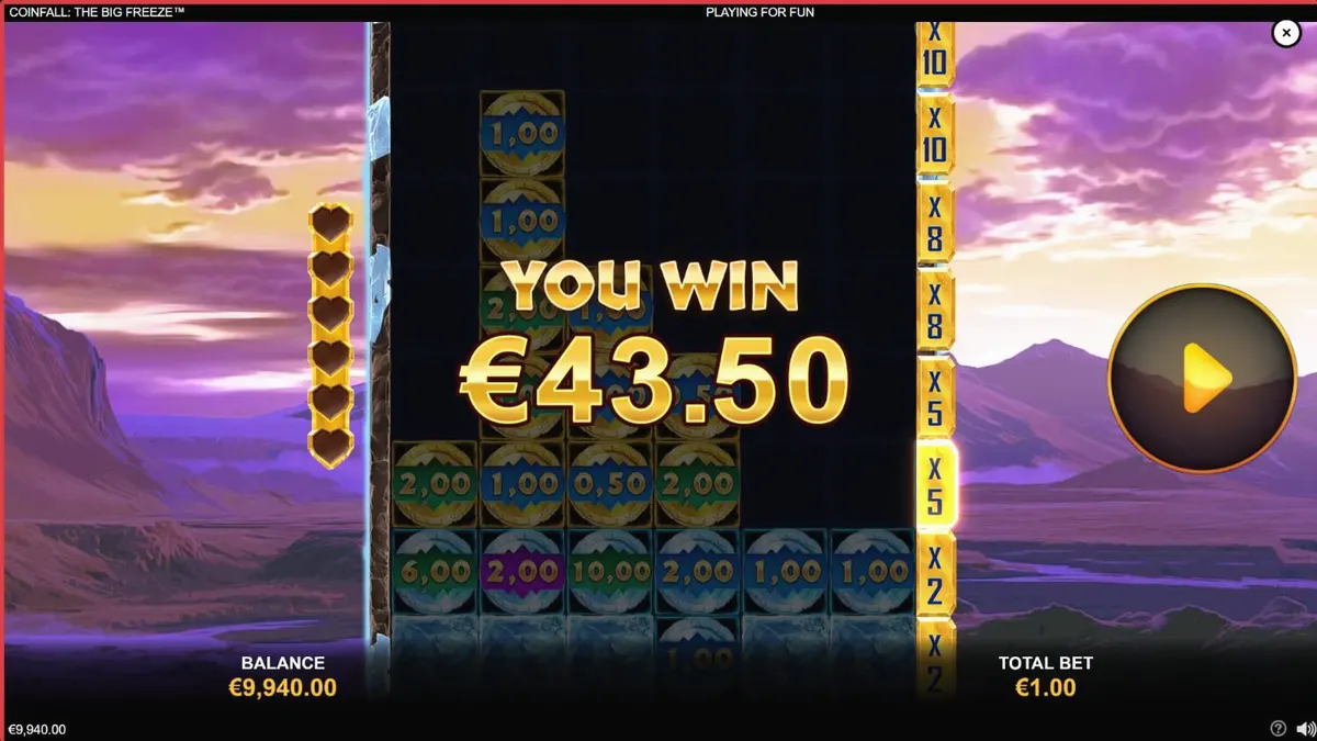 Pemandangan tundra prasejarah dalam slot Coinfall: The Big Freeze